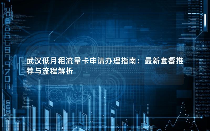 武汉低月租流量卡申请办理指南：最新套餐推荐与流程解析