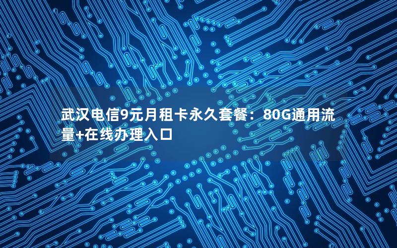 武汉电信9元月租卡永久套餐：80G通用流量+在线办理入口
