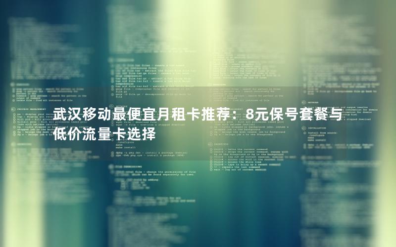 武汉移动最便宜月租卡推荐：8元保号套餐与低价流量卡选择