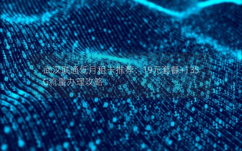 武汉联通低月租卡推荐：19元套餐+135G流量办理攻略