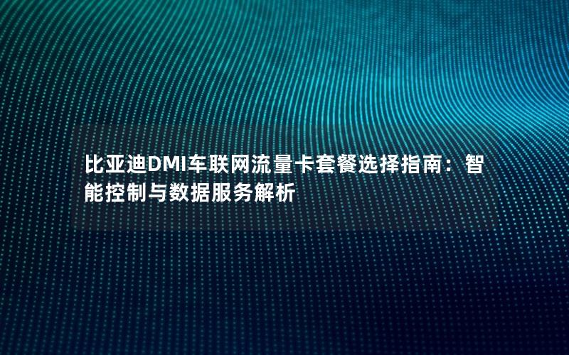 比亚迪DMI车联网流量卡套餐选择指南：智能控制与数据服务解析