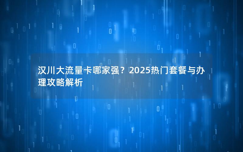 汉川大流量卡哪家强？2025热门套餐与办理攻略解析