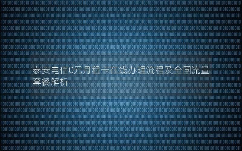 泰安电信0元月租卡在线办理流程及全国流量套餐解析
