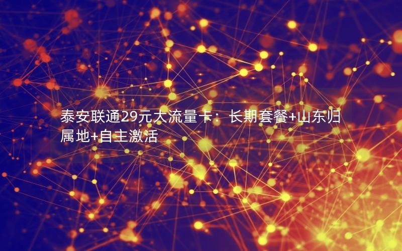 泰安联通29元大流量卡：长期套餐+山东归属地+自主激活