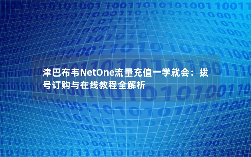 津巴布韦NetOne流量充值一学就会：拨号订购与在线教程全解析