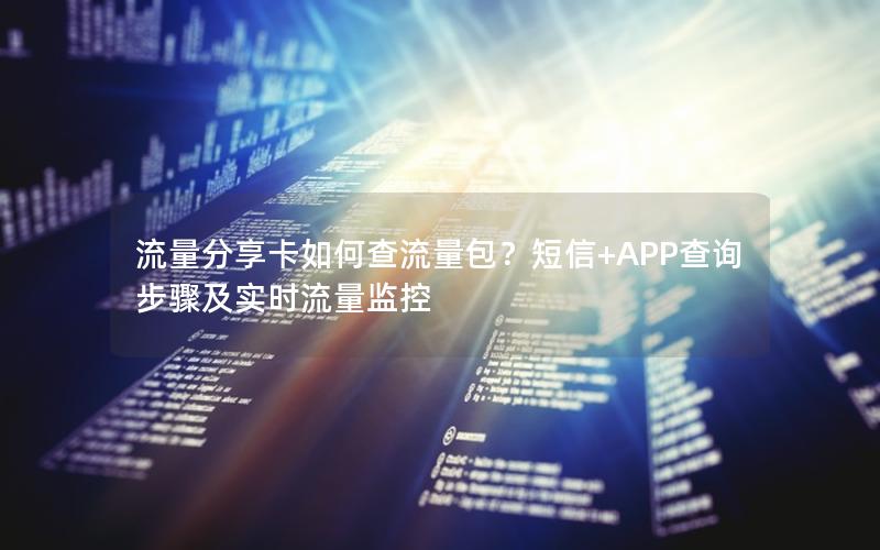 流量分享卡如何查流量包？短信+APP查询步骤及实时流量监控