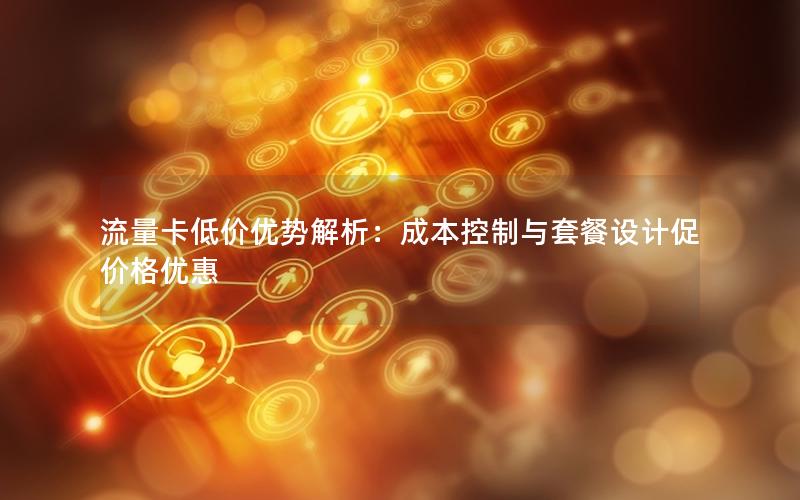 流量卡低价优势解析：成本控制与套餐设计促价格优惠