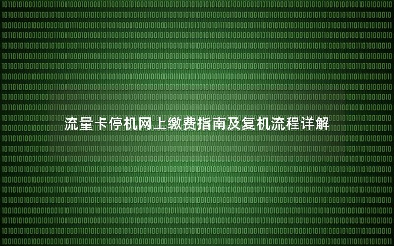 流量卡停机网上缴费指南及复机流程详解