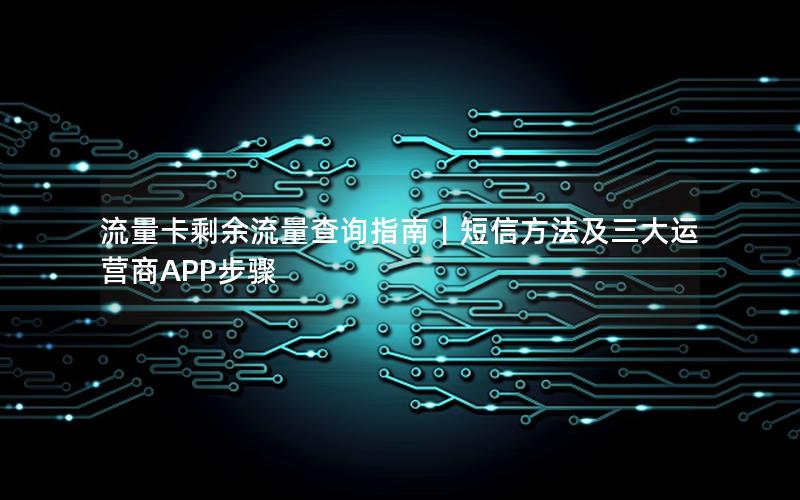 流量卡剩余流量查询指南｜短信方法及三大运营商APP步骤