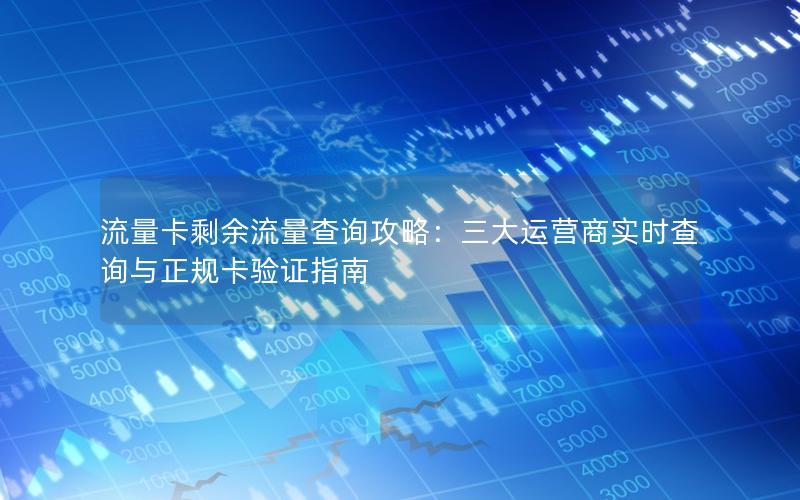 流量卡剩余流量查询攻略：三大运营商实时查询与正规卡验证指南