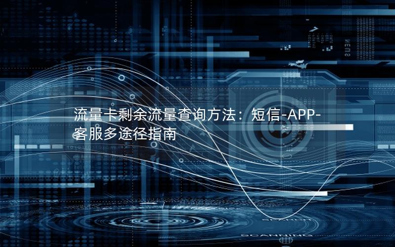 流量卡剩余流量查询方法：短信-APP-客服多途径指南