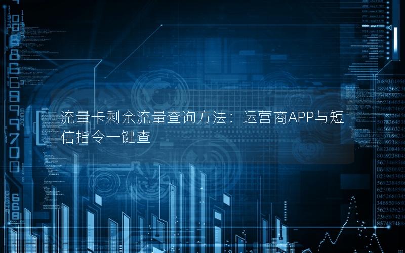 流量卡剩余流量查询方法：运营商APP与短信指令一键查