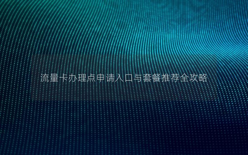 流量卡办理点申请入口与套餐推荐全攻略
