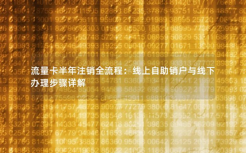 流量卡半年注销全流程：线上自助销户与线下办理步骤详解