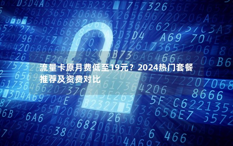 流量卡原月费低至19元？2024热门套餐推荐及资费对比