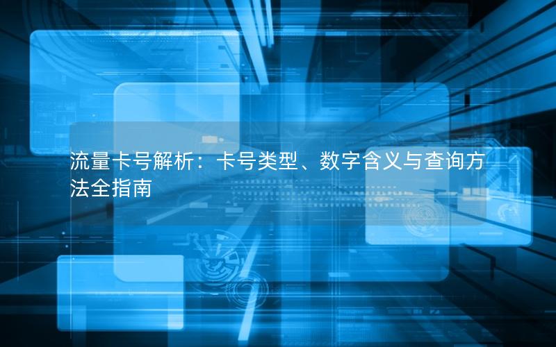 流量卡号解析：卡号类型、数字含义与查询方法全指南