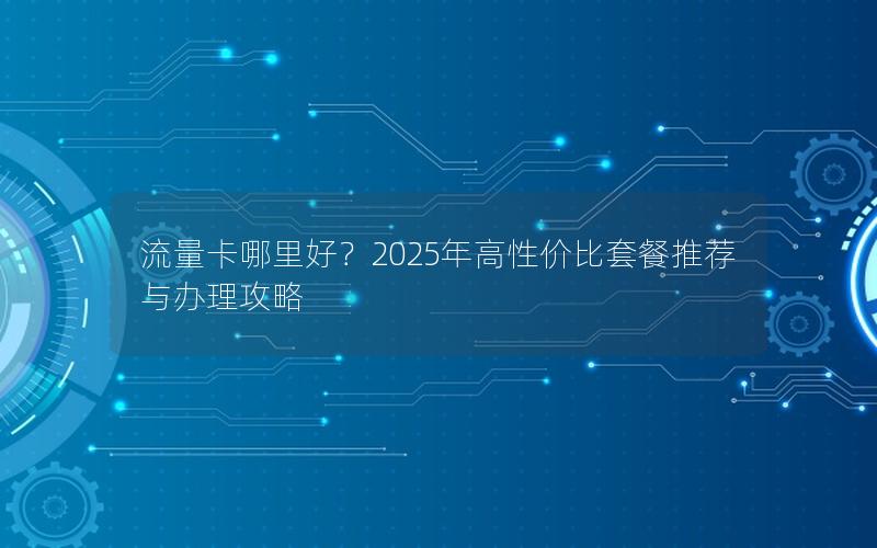 流量卡哪里好？2025年高性价比套餐推荐与办理攻略