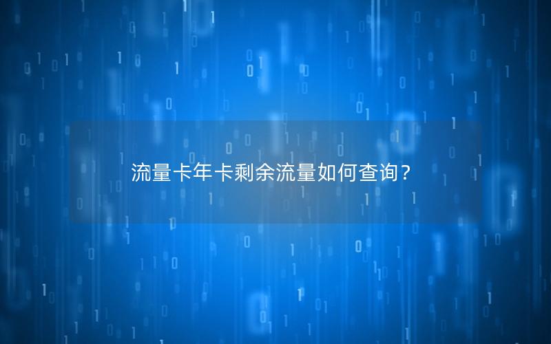 流量卡年卡剩余流量如何查询？
