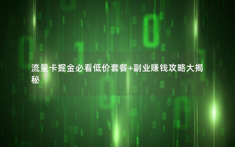 流量卡掘金必看低价套餐+副业赚钱攻略大揭秘