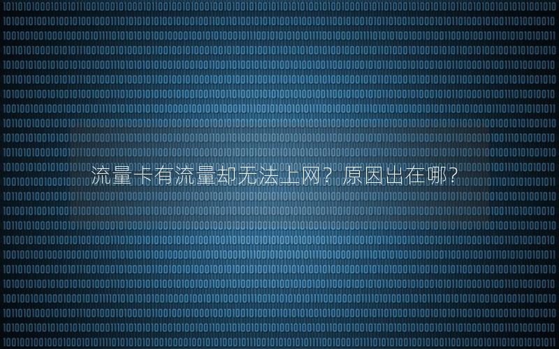 流量卡有流量却无法上网？原因出在哪？
