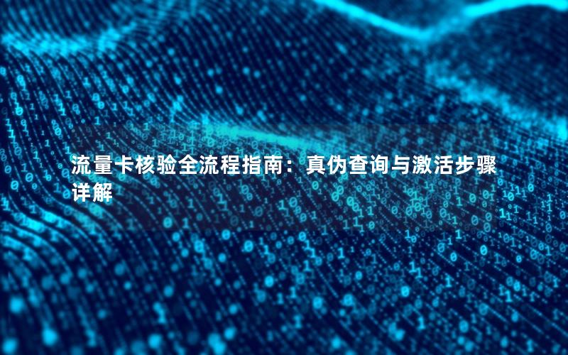流量卡核验全流程指南：真伪查询与激活步骤详解
