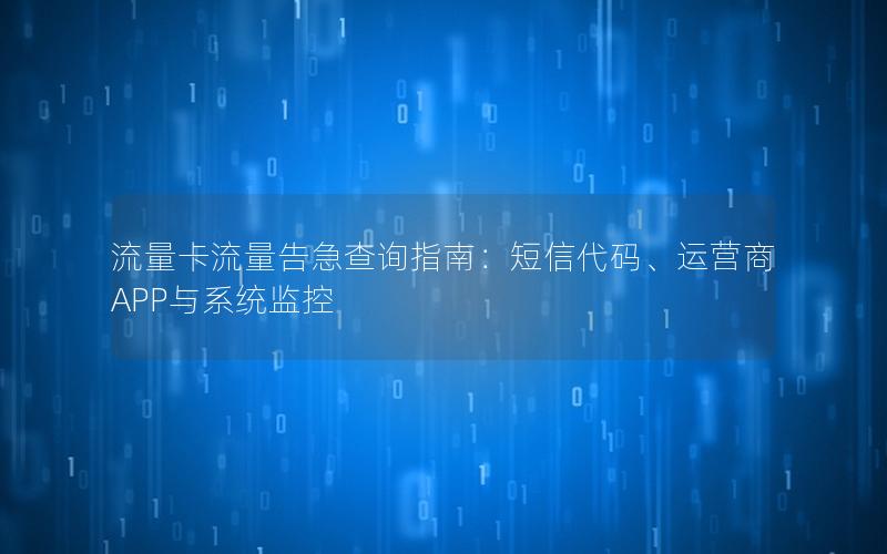 流量卡流量告急查询指南：短信代码、运营商APP与系统监控