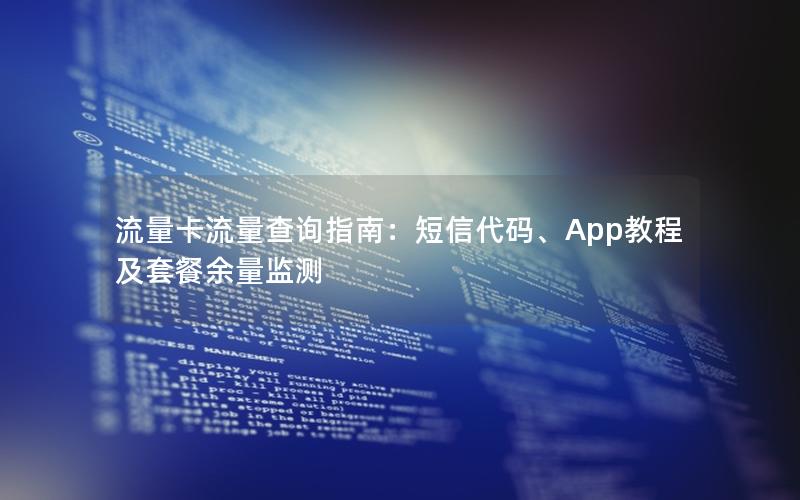 流量卡流量查询指南：短信代码、App教程及套餐余量监测