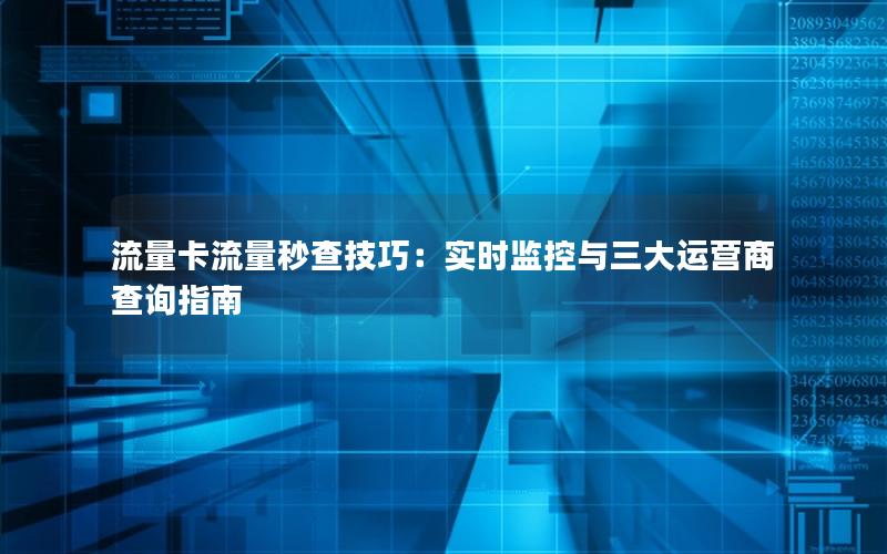 流量卡流量秒查技巧：实时监控与三大运营商查询指南