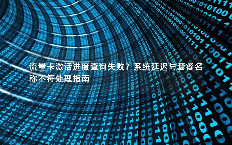 流量卡激活进度查询失败？系统延迟与套餐名称不符处理指南