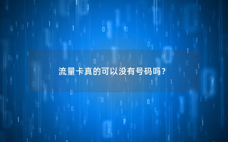 流量卡真的可以没有号码吗？