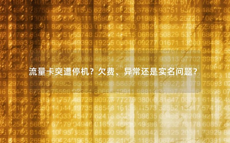 流量卡突遭停机？欠费、异常还是实名问题？