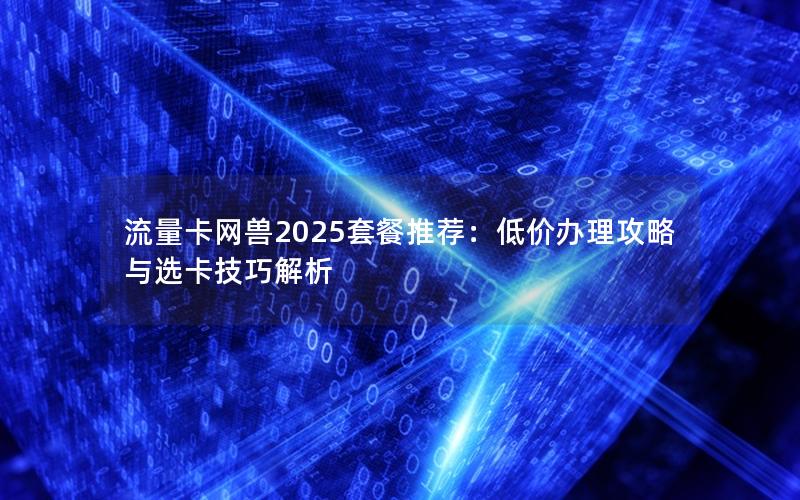 流量卡网兽2025套餐推荐：低价办理攻略与选卡技巧解析