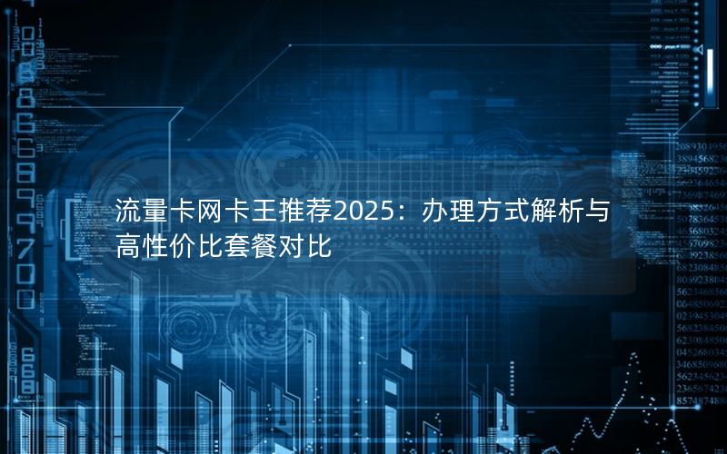 流量卡网卡王推荐2025：办理方式解析与高性价比套餐对比