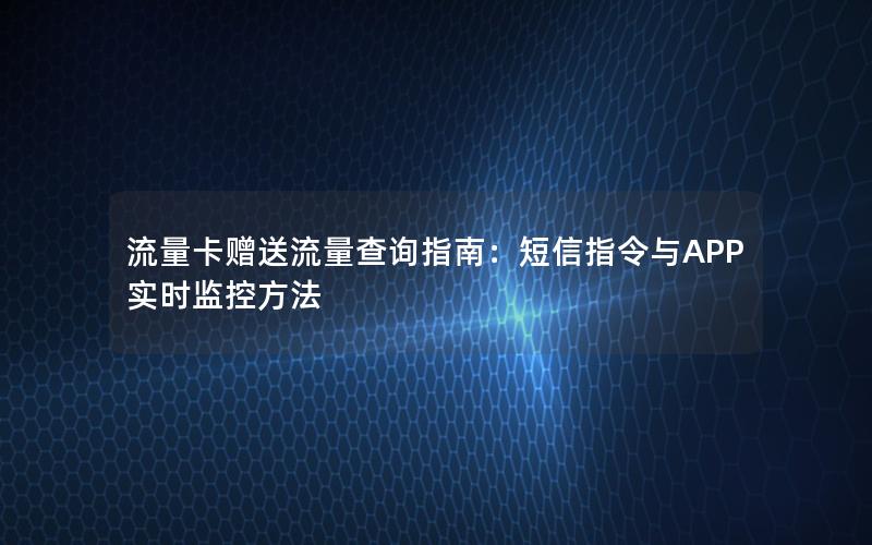 流量卡赠送流量查询指南：短信指令与APP实时监控方法