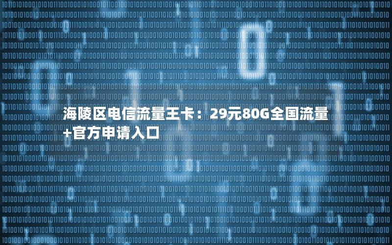 海陵区电信流量王卡：29元80G全国流量+官方申请入口