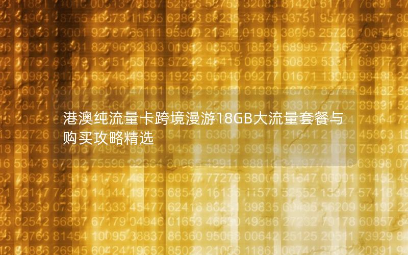 港澳纯流量卡跨境漫游18GB大流量套餐与购买攻略精选