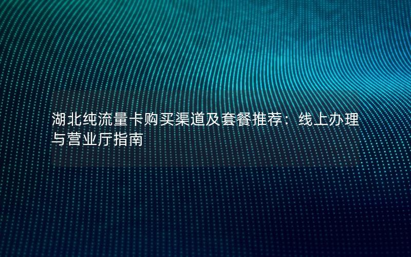 湖北纯流量卡购买渠道及套餐推荐：线上办理与营业厅指南