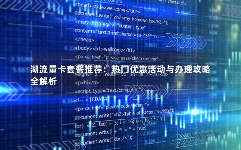 湖流量卡套餐推荐：热门优惠活动与办理攻略全解析