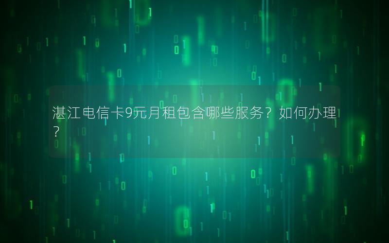 湛江电信卡9元月租包含哪些服务？如何办理？