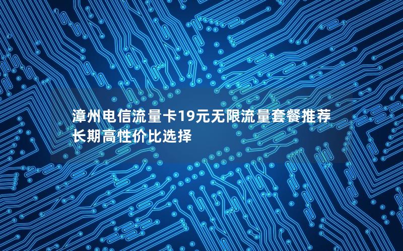 漳州电信流量卡19元无限流量套餐推荐  长期高性价比选择