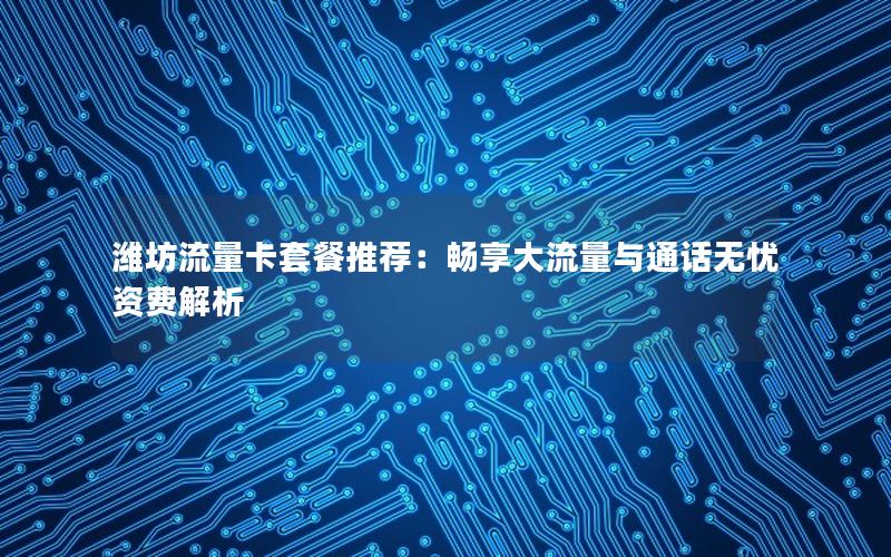 潍坊流量卡套餐推荐：畅享大流量与通话无忧资费解析