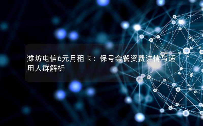 潍坊电信6元月租卡：保号套餐资费详情与适用人群解析