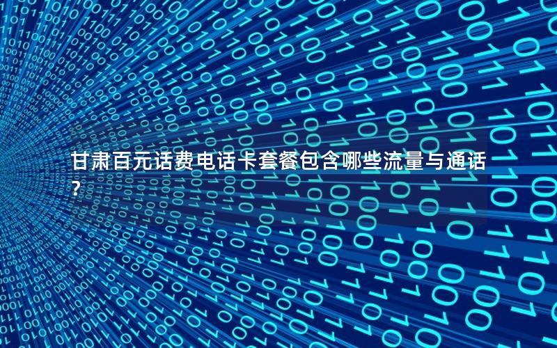 甘肃百元话费电话卡套餐包含哪些流量与通话？