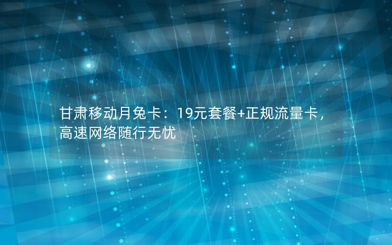 甘肃移动月兔卡：19元套餐+正规流量卡，高速网络随行无忧