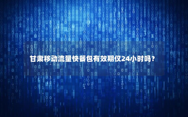 甘肃移动流量快餐包有效期仅24小时吗？
