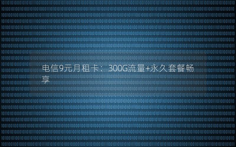 电信9元月租卡：300G流量+永久套餐畅享