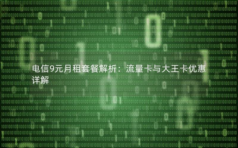 电信9元月租套餐解析：流量卡与大王卡优惠详解