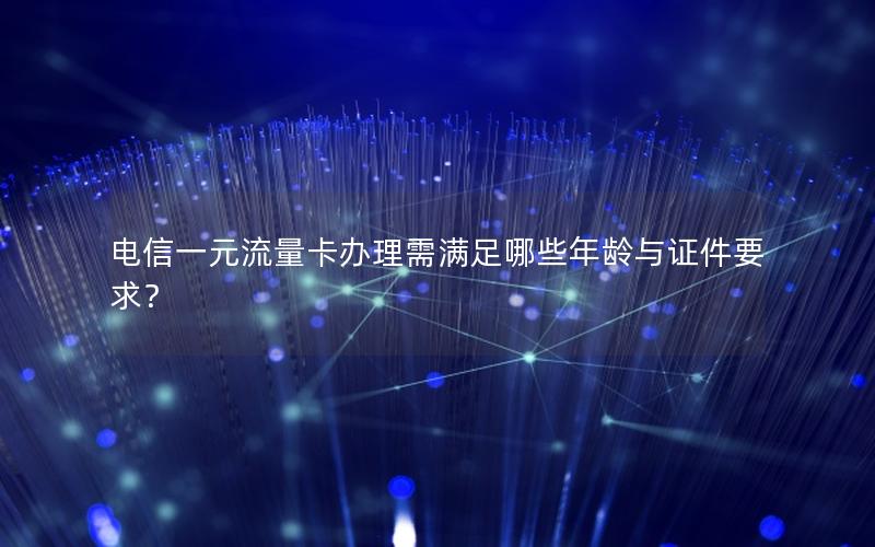 电信一元流量卡办理需满足哪些年龄与证件要求？