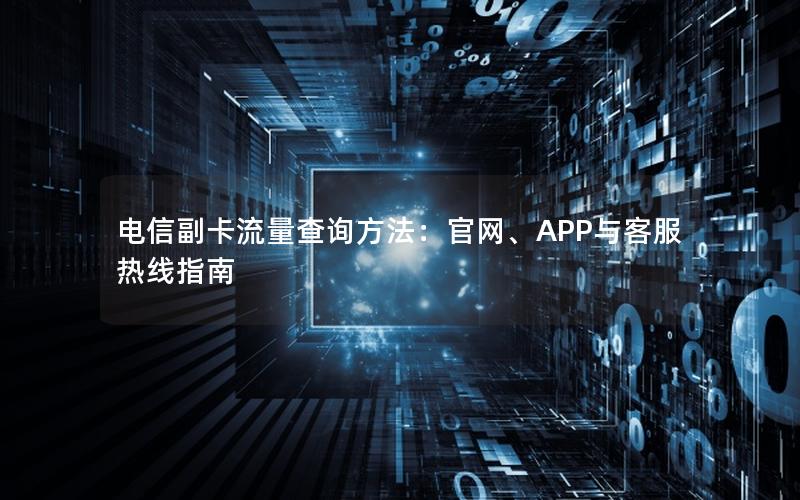 电信副卡流量查询方法：官网、APP与客服热线指南
