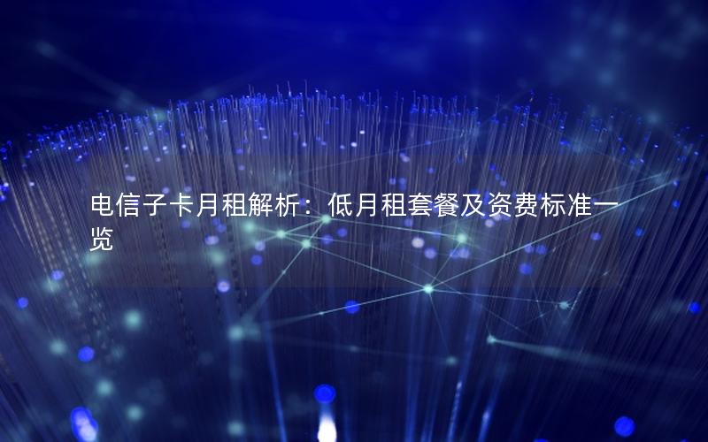电信子卡月租解析：低月租套餐及资费标准一览